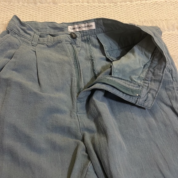 Calvin Klein linen pants green 10 Petite - Picture 5 of 16